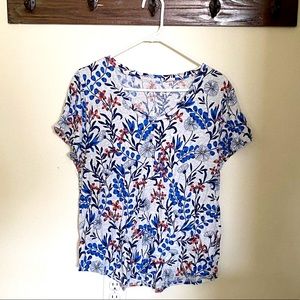 EUC LOFT Flower Short-Sleeve Shirt, XL